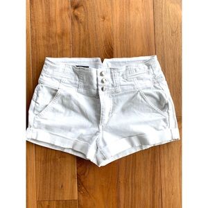 White, High-Waisted Shorts. Bebe